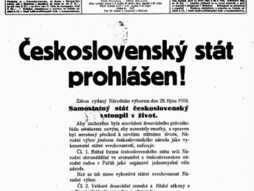 Našinec, titulní strana vydání z 30. října 1918. Státní vědecká knihovna v Olomouci.